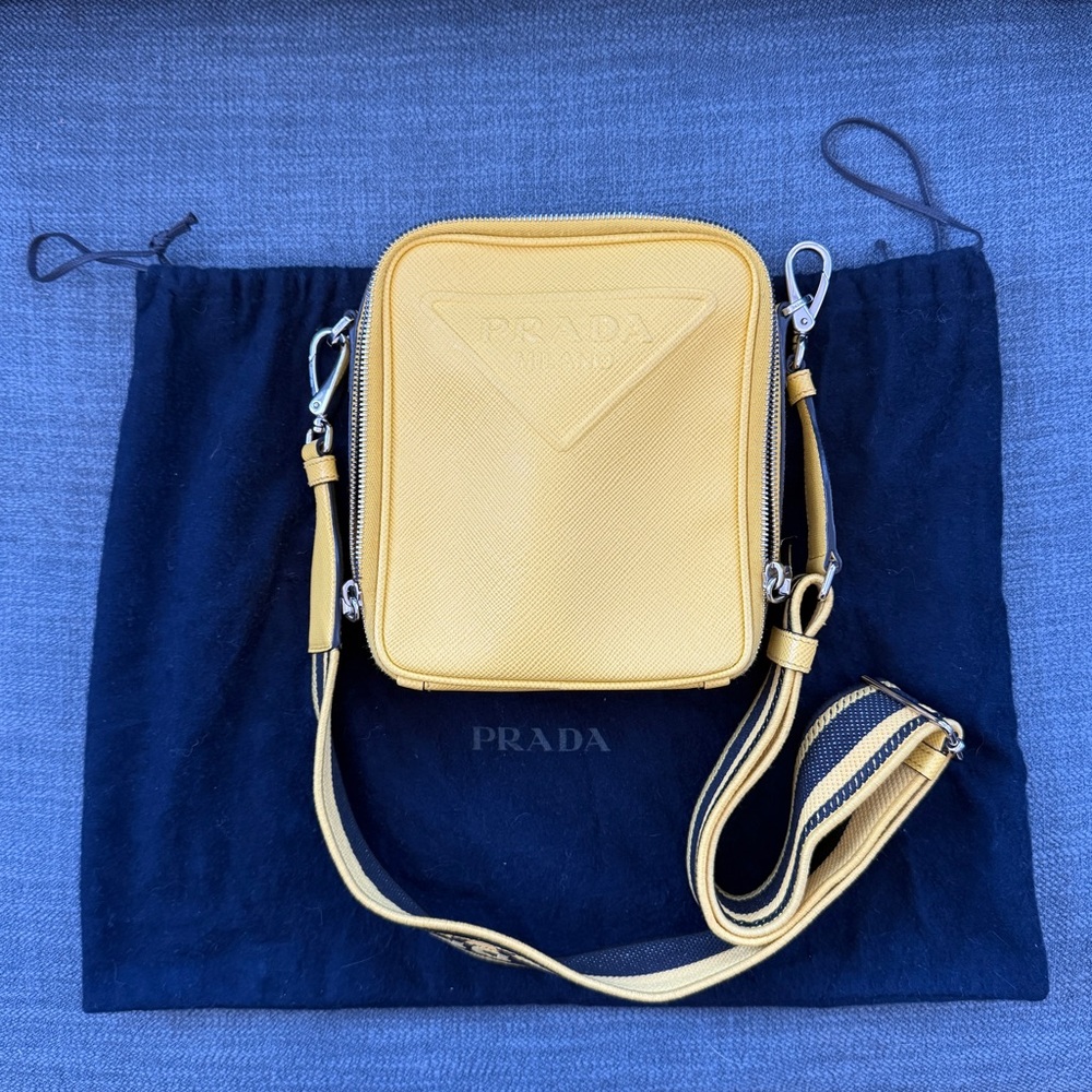 Prada Saffiano Yellow Crossbody/Messenger Bag